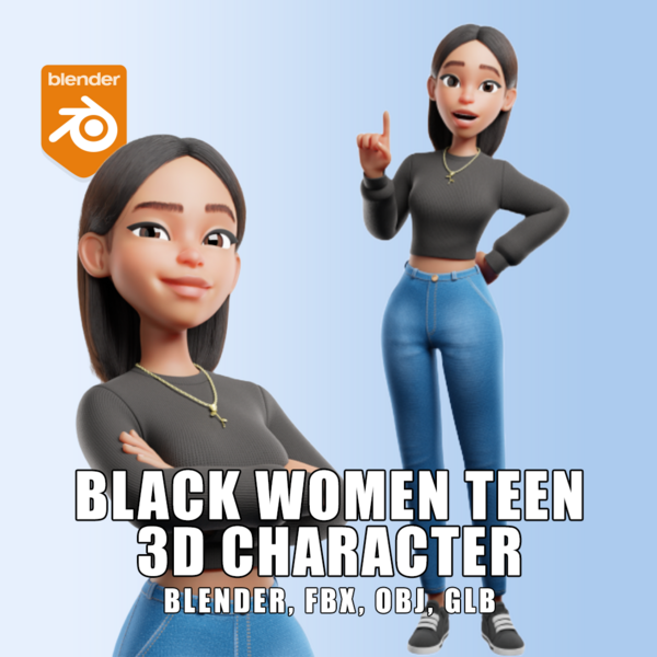 Cartoon Black Girl 3D model